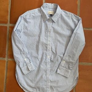 Unique Threads Goods Co. Blue and White Oxford Shirt, Size S (oversized)